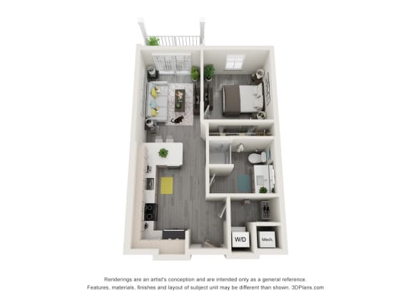 Floor Plan  1 bed 1 bath floor plan Mat 42 Hundred On The Lake, Wisconsin, 53235