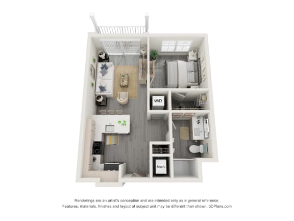 Floor Plan  1 bed 1 bath floor plan S at 42 Hundred On The Lake, Wisconsin
