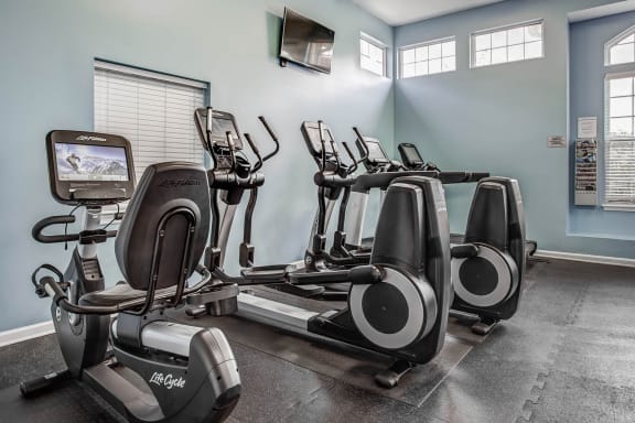 Fitness close up at Landings at Amhurst Lake Apartments, Waukegan, IL