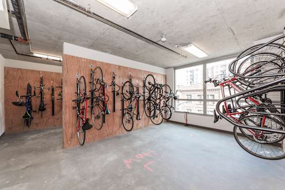Bike room at Lakeview 3200 Apartments, Chicago, IL