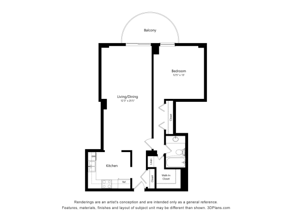 1 Bedroom 04 19 Floor Plan at Durham, Edina, MN, 55435