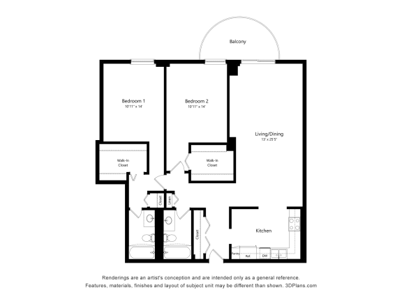 2 Bedroom 08 15 Floor Plan at Durham, Edina