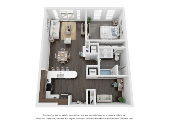 Floor Plan  1 Bedroom Den