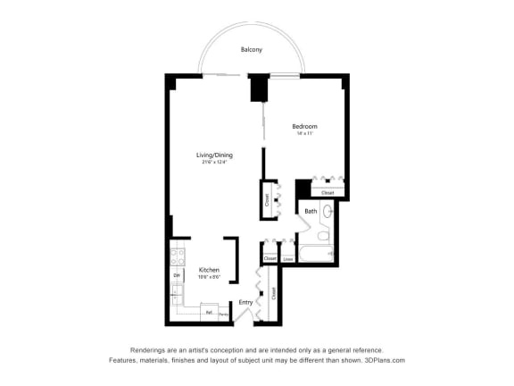 Convertible 05 Floor Plan at Churchill, Minneapolis, MN, 55401