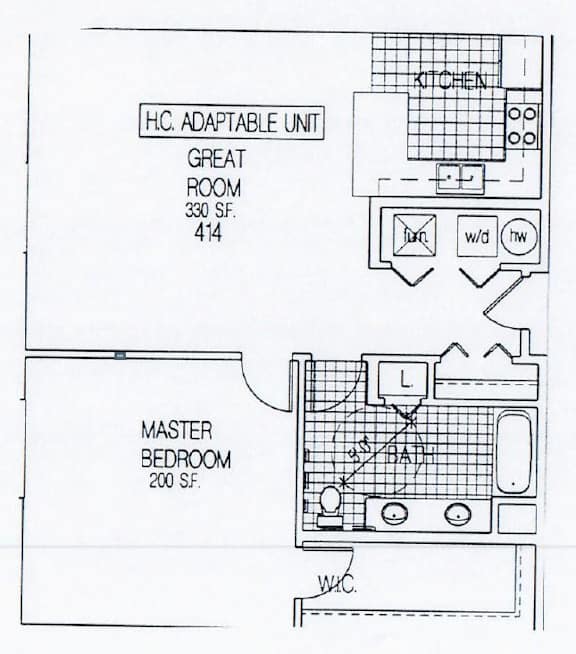 a floor plan of a great room and a master bedroom