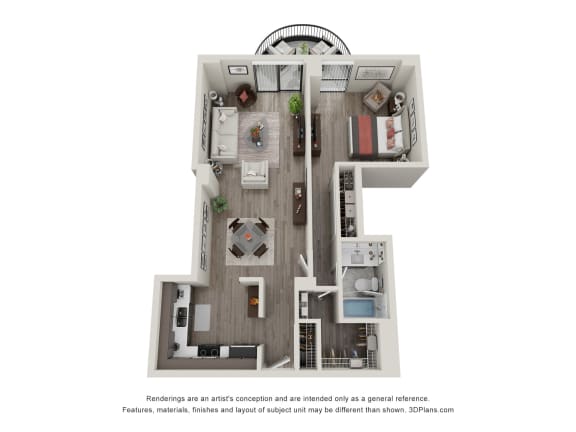 Floor Plan  1  Bed   1  Bath   775 Sq. Ft. | 1 Bedroom 04 19 Floor Plan at Durham, Edina, 55435