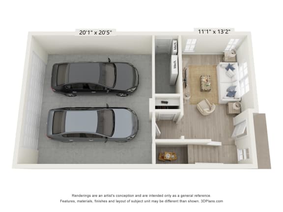 3 bed 2 bath TH_B_End floor plan_1st Floor at Enclave Crystal Lake, Illinois