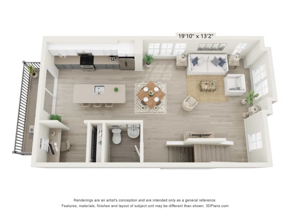 2 bed 2.5TH_B_End floor plan_2nd Floor at Enclave Crystal Lake, Crystal Lake, Illinois