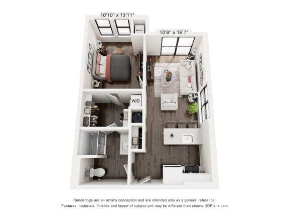 a 3 bedroom floor plan with a bedroom and a living room