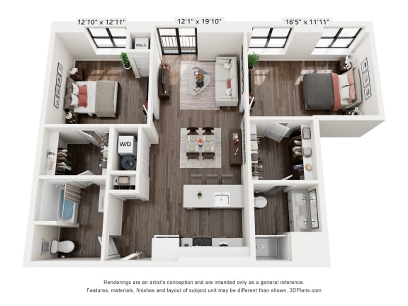 a 1 bedroom floor plan  sierra  2100 sq ft