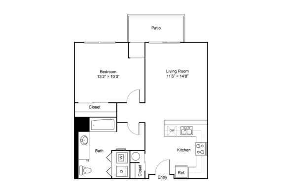 1 bed 1 bath floor plan G at Apex 41, Lombard, 60148