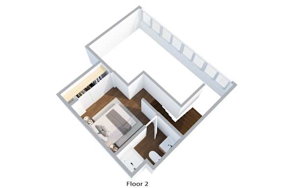 A 3D diagram of a house with Floor 2 labeled.