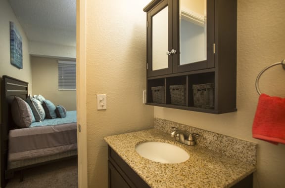 Fifteen 50 Apartments Las Vegas, NV - 2 Bedroom 1 and a Half Bathroom Apartment - Bathroom with Sink