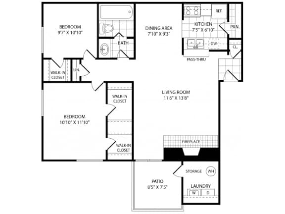 A black and white image of a floor plan for a home.