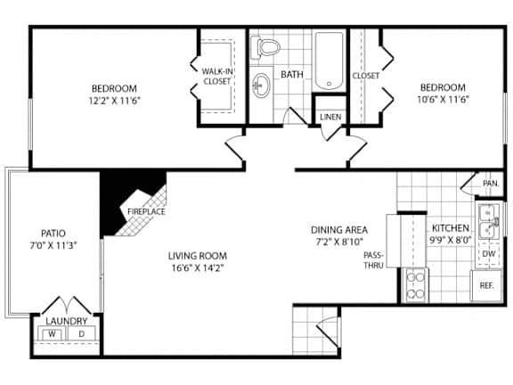 A black and white image of a floor plan for a house.