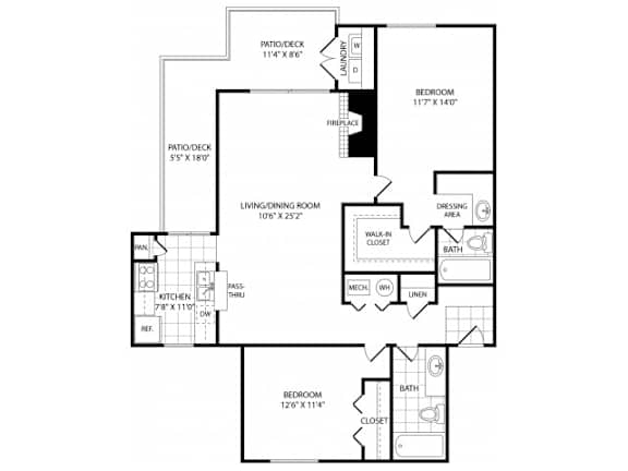 A black and white image of a floor plan for a home.
