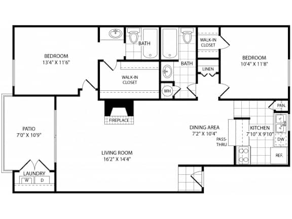 A black and white image of a floor plan for a house.