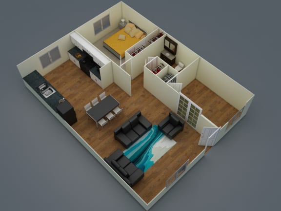 Fifteen 50 Two Bedroom One Bath Floor Plan