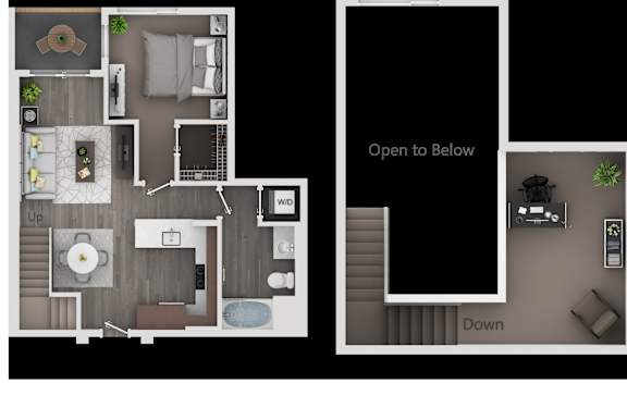 A floor plan of a house with a kitchen, living room, and bedrooms.