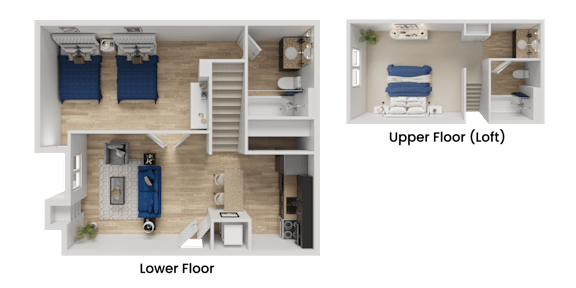 A diagram shows the layout of a house with a lower floor and an upper floor.