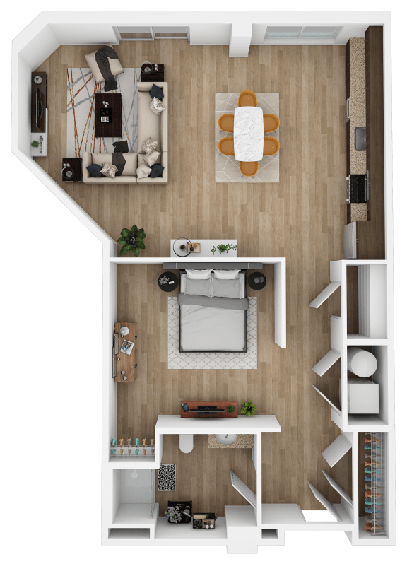 a1 layout of a home office with a desk