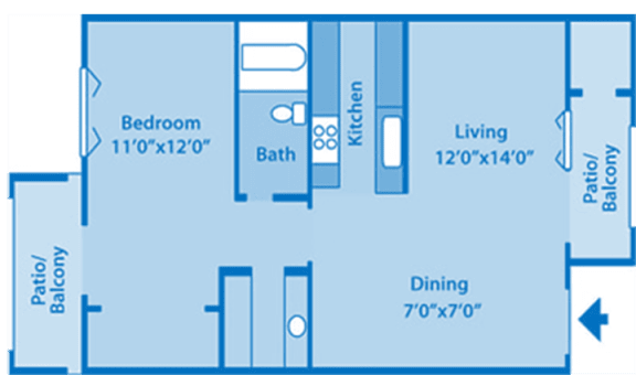 A blueprint of floorplan with bedroom and bathroom.