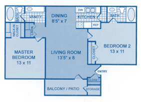 Riverstone two bedroom apartment 2D floor plan