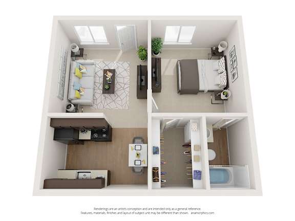 A white room with a bed, a desk, and a chair.