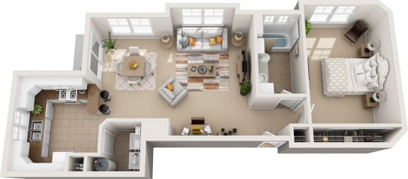 a floor plan of a house with a bedroom and a living room