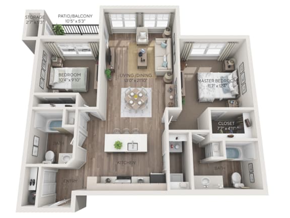 Stevens 3d dimensioned floorplan