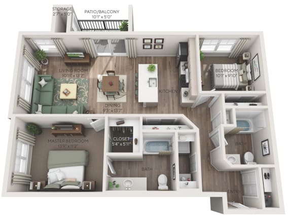 Tahoma 3D floorplan dimensioned