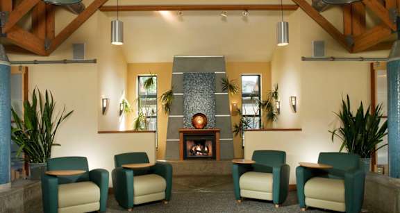 Living room along with Fireplace at The Woods Apartments, San Jose, 95136