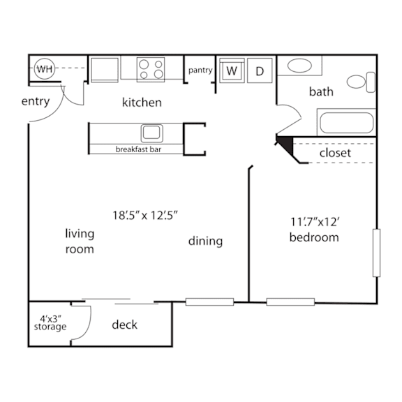 a floor plan of a small house with a bedroom and a living room