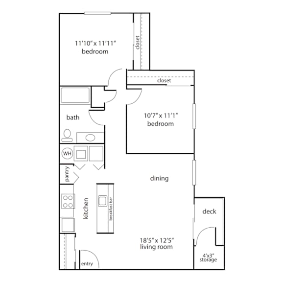 a floor plan of a studio apartment with a bedroom