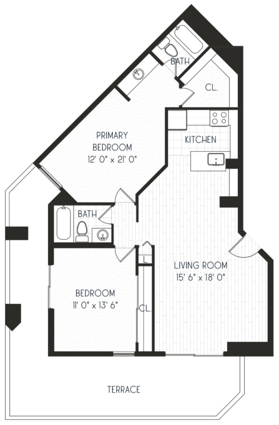 Floor Plan  a floor plan of a house with bedrooms and a living room