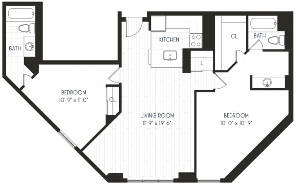 Floor Plan  a floor plan of a room with a bedroom and a living room