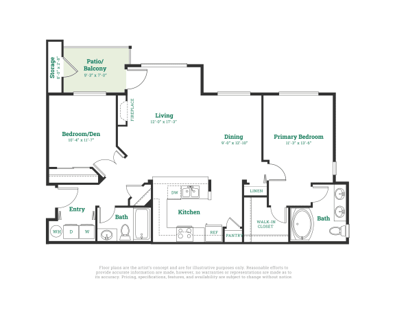 2 Bed 2 Bath Floorplan at Meadows at Heron Creek, Hillsboro, 97006