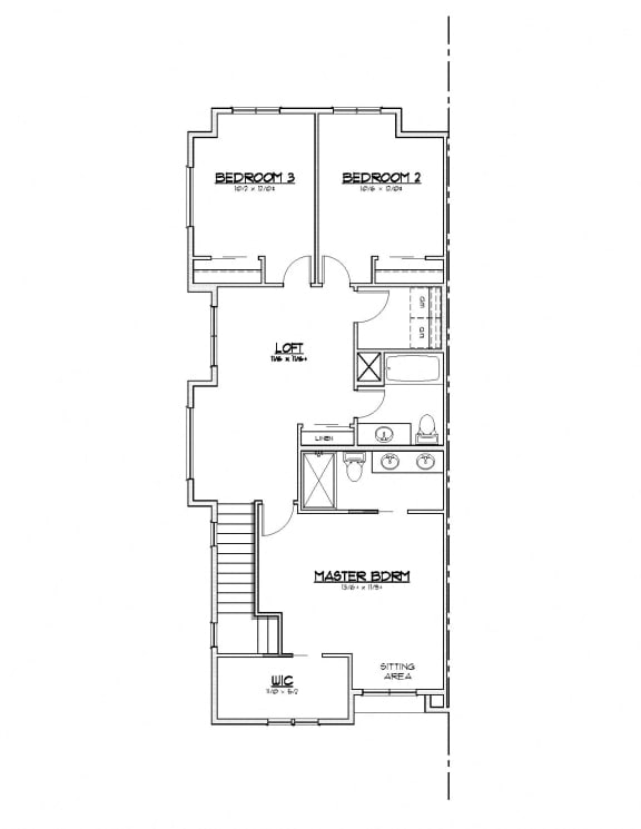 a floor plan of a house with a kitchen and a staircase