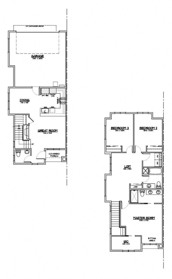 the floor plans for the two story house include a garage and a porch