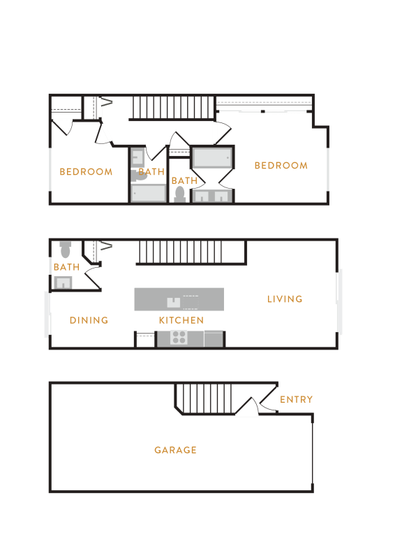 Floor Plan  2 Bedroom Townhome T1