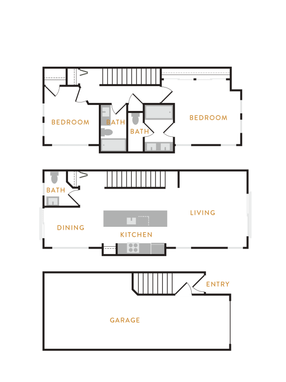 Floor Plan  2 Bedroom  Townhome T2