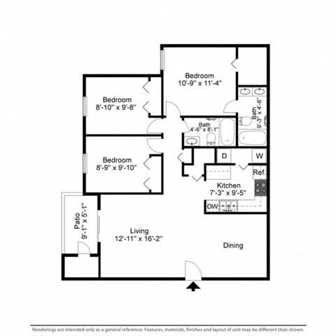 Floor Plan  Three Bedrooms