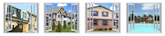 A series of four images showing different houses.