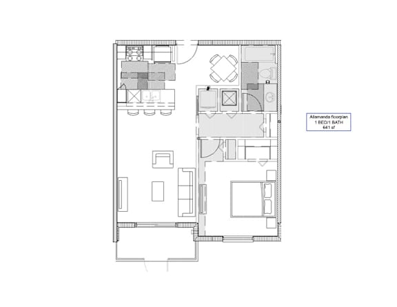 a floor plan of a home with a bedroom and a living room