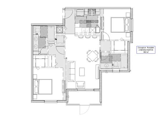 floor plan of the first floor of the renovated house