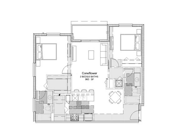 a floor plan of a house with a black and white