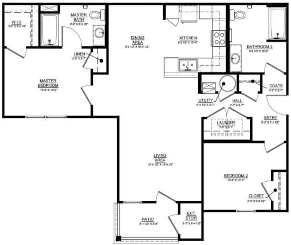 A floor plan of a house with labeled rooms such as "Master Bedroom" and "Kitchen".