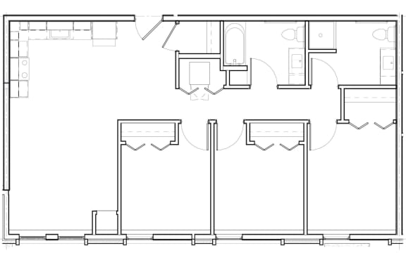 a floor plan of a small house with a bedroom and a living room