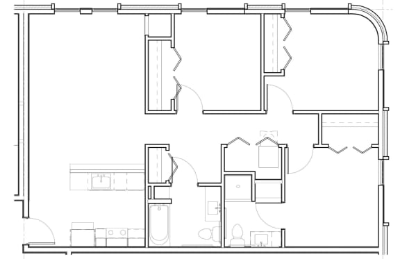 a floor plan of a home with a bedroom and a living room