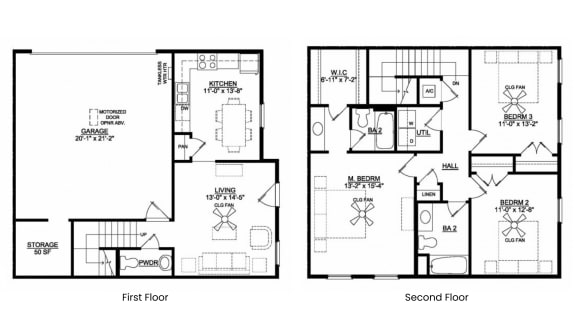 three floor plan of a house with different bedrooms and layouts